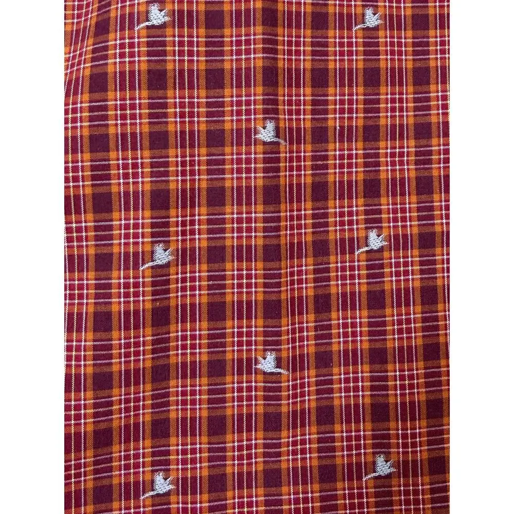 Orvis Active Fit Mens XL Orange Plaid Long Sleeve Casual Geese Outdoor Shirt